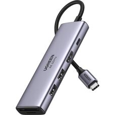 Hub USB-C 6-in-1 Ugreen - Argento, HDMI, SD, TF, 100W PD