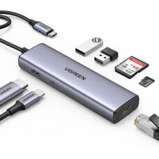 Ugreen USB-C naar 2 USB 3.0+HDMI+RJ45+SD&TF Hub - Hub