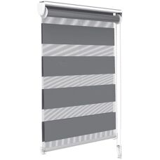 VOUNOT Dual Fabric Day Night Zebra Roller Blind - No Drilling