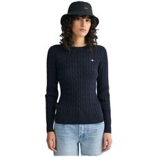 GANT svetr s kulatým výstřihem z elastického bavlněného úpletu (4800100) - modrý