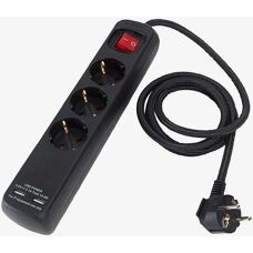 PR Home 3-veis forlengingskabel med USB - Svart