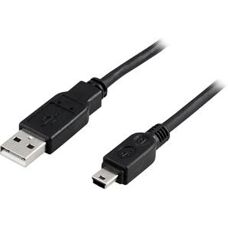 Deltaco USB 2.0 Kabel - 2m Svart Mini-B USB Kabel