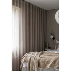 Vilja Beige Gardin - Textureret Halvtransparent Stoff