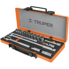 Truper - Juego de llaves vaso y carraca 1/2' - 19 piezas