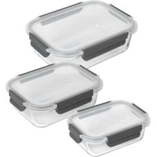 Kuhn Rikon Juego de recipientes de vidrio - 3 piezas, gris