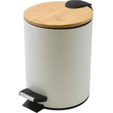 Spirella Adonis Pedal Waste Bin - Steel, Bamboo Lid, 25.5cm