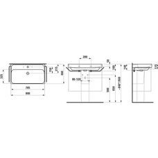 Lavabo Laufen Meda, suspendido, 80x46 cm, sin rebosadero