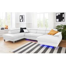 COTTA U-Form Sofa - Naturleder - RGB LED-Beleuchtung