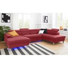 COTTA Komaris U-Form Sofa - Naturleder - 320cm - Rot