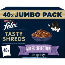 Felix Tasty Shreds Mixed Selection in Gravy Wet Cat Food - 40 x 80g