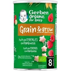 Gerber Cereal Orgânico Grain & Grow com Framboesa - Snack para Bebês