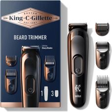Gillette King Barttrimmer - Kabellos, 3 Aufsätze, Schwarz