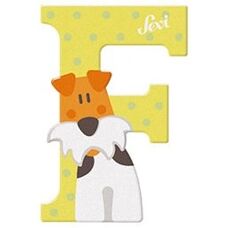 Sevi - Fox Terrier - Gul - Dekorativa Bokstäver - 10cm