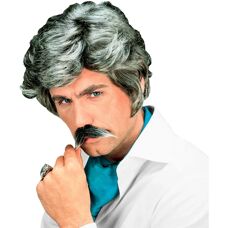 Perücke Grise avec Moustache Finidi - Perücke