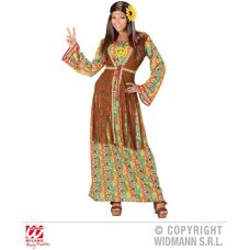 WIDMANN Long Hippie Dress with Fringes - Fancy Dress