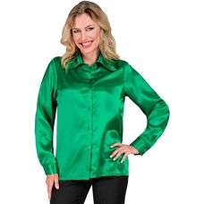 e-Carnavalskleding.nl Model - Groen 70s Style Satin Blouse