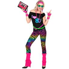 Buttinette 80-tals flickkostym - Flerfärgad discodräkt