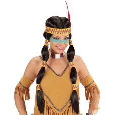 Peluca Negra de Indígena de buttinette con Trenzas - Peluca