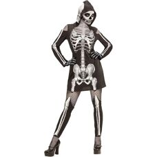 Costume scheletro XS con cappuccio e leggings - Costume