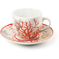 Excelsa Coral Set - 6 Porzellan-Kaffeetassen & Untertassen