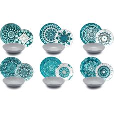 Juego de Vajilla Excelsa Mandala - Azul-Gris 18 piezas