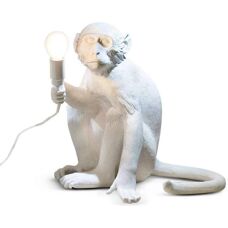 Lampada Scimmia in Resina Seduta - Bianco - Decorazione Casa