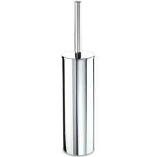 Spazzola bagno Inda da parete o terra - Ottone con finitura cromata - 9x9x40cm