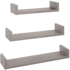 AHD Amazing Home Design Graue Eiche Wandregale Set aus 3