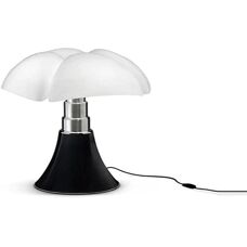 Martinelli Luce - Petite lampe de table Pipistrello - Marron - Acier inoxydable - Designer Gae Aulenti - Publicité