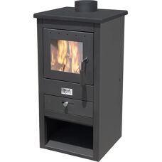 MILLE Athena Stufa a Legna - 10,7kW, Nera, Design Moderno