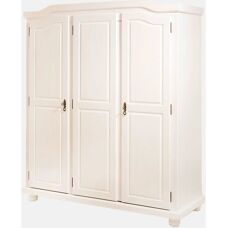 Armadio in pino bianco Dmora - 3 ante 150x180x56cm