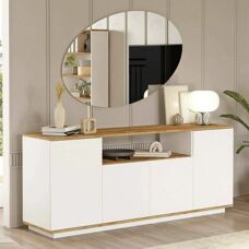 Aparador Dmora Roble Blanco - Buffet para salón y cocina