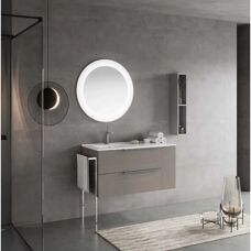 Kiamami Valentina - Mueble de baño suspendido de 100cm con cajones y espejo LED