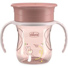 Copo Rosa Chicco - Aprendizado 360° para Bebês
