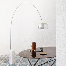 Lampada da terra Arco di Flos - Base in marmo - Stelo in acciaio regolabile