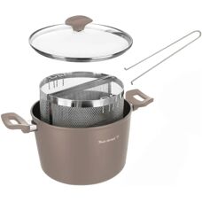 KASANOVA - Pentola pasta 22 cm - Tortora - 2 cestelli - Pentola per pasta