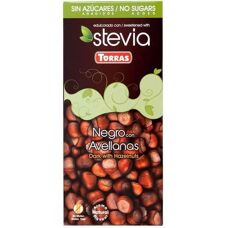Torras Stevia Zartbitterschokolade Haselnüsse - Dunkle Schokolade