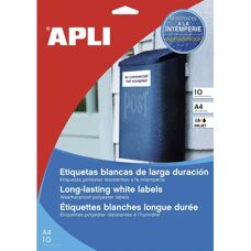 Apli White Polyester Labels - 63.5x33.9mm - 10 Sheets