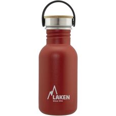 Laken Basic Steel Bambú - Waterfles - RVS - 0,5L - Rood