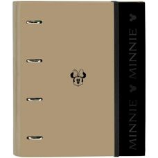 Beige Minnie Mouse Ringmappe - A4, 4 ringen, harde kaft
