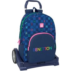 Benetton Damero Skolväska med Hjul Navy Blue - Skoltyp
