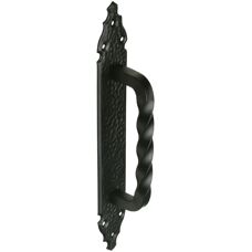 Amig Black Forged Handle with Hammered Plate - Door Handle