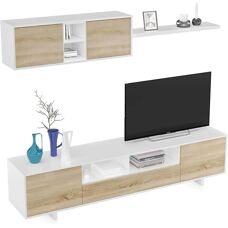 HOGAR24 Mobelcenter Belus Mueble de TV - Blanco y Roble