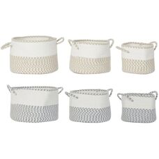 DKD Home Decor Szürke Pamut Kosarak - 2 Darab - 30x30x20 cm