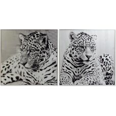 DKD Home Decor Leopard Colonial - Målningar Set
