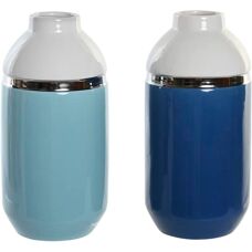 DKD Home Decor Vase - 2 pcs White Sky blue Navy Blue - 25cm