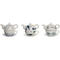 DKD Home Decor Blå Vit 750 ml Dolomit Teeset - Tea Set