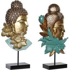DKD Home Decor Svart Turkos Buddha - Dekorativ Figur