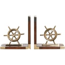 DKD Home Decor Vintage Brass Rudder Bookend - Set of 2