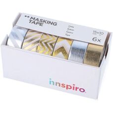Innspiro Maskeringstejp Set - 6 Washi Folie - Masking Tape